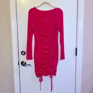 hot pink cinched body on dress